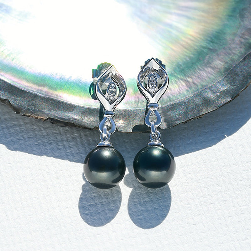 Boucle Oreille Perle Noire Tahiti