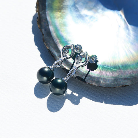 Boucle Oreille Perle Noire Tahiti
