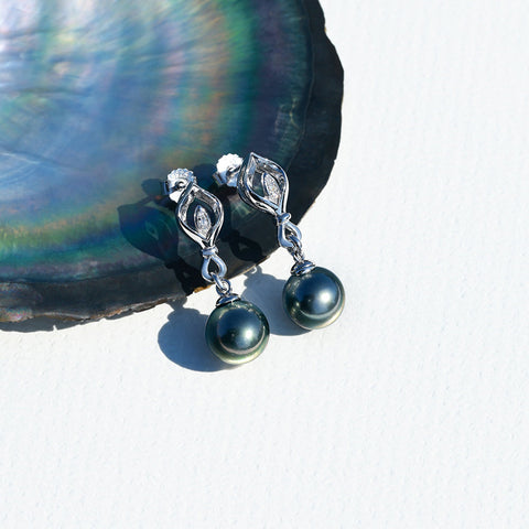Boucle Oreille Perle Noire Tahiti