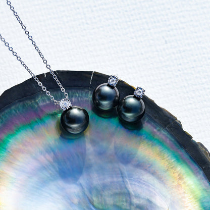 Boucle D'oreille Perle Tahiti Noire