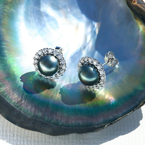 Boucle D'oreille Perle Noire Tahiti