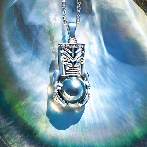 Pendentif Perle Tahiti Tiki