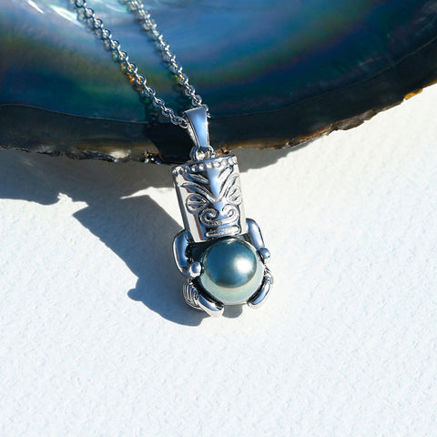 Pendentif Perle Tahiti Tiki