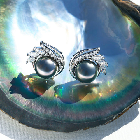 Boucle D'oreille Perle de Tahiti Noire