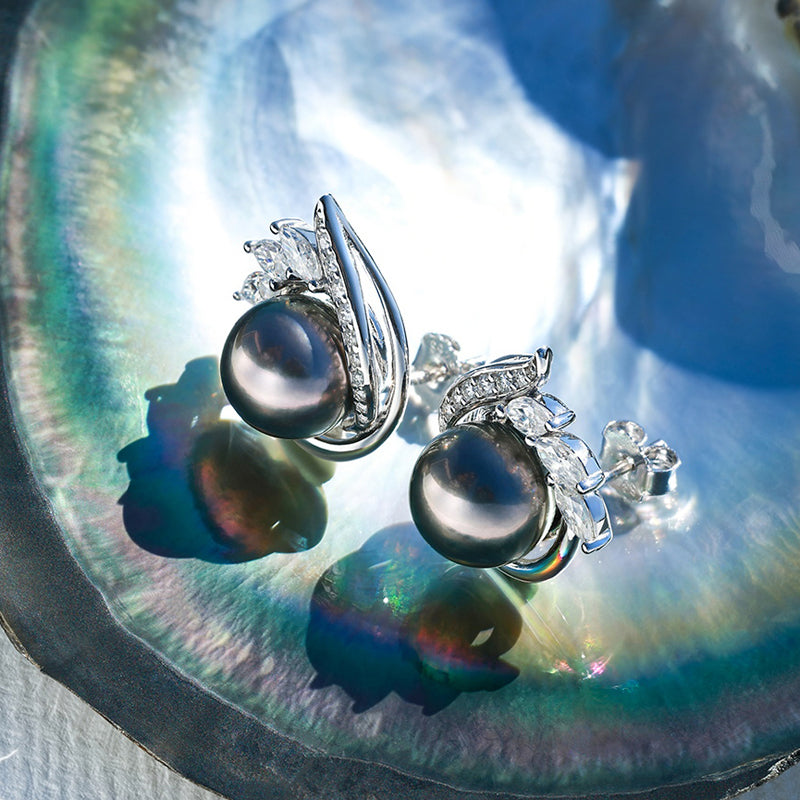 Boucle D'oreille Perle de Tahiti Noire