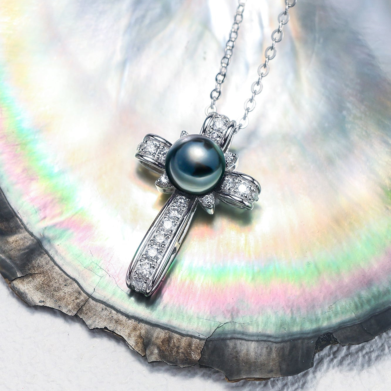 Pendentif Perle de Tahiti Croix
