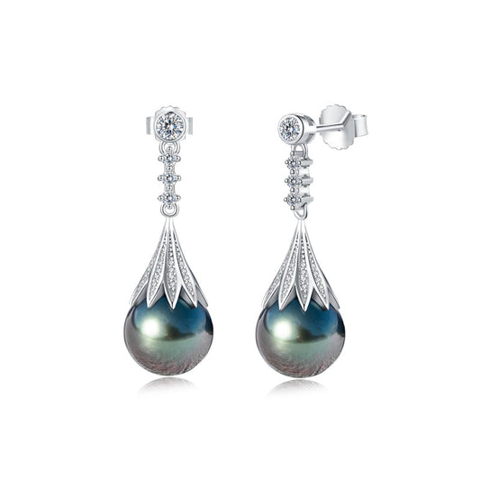 Boucle D'oreille Perle noire de Tahiti Diamant