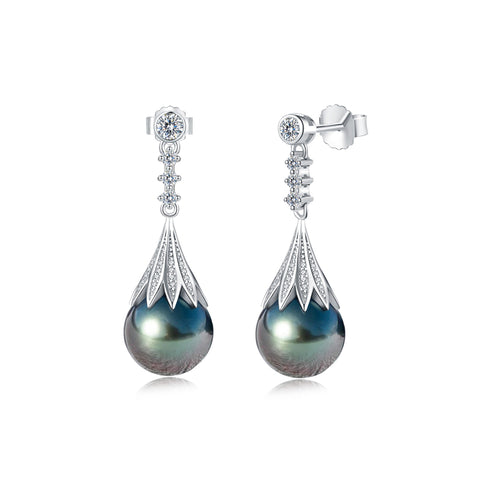 Boucle D'oreille Perle noire de Tahiti Diamant