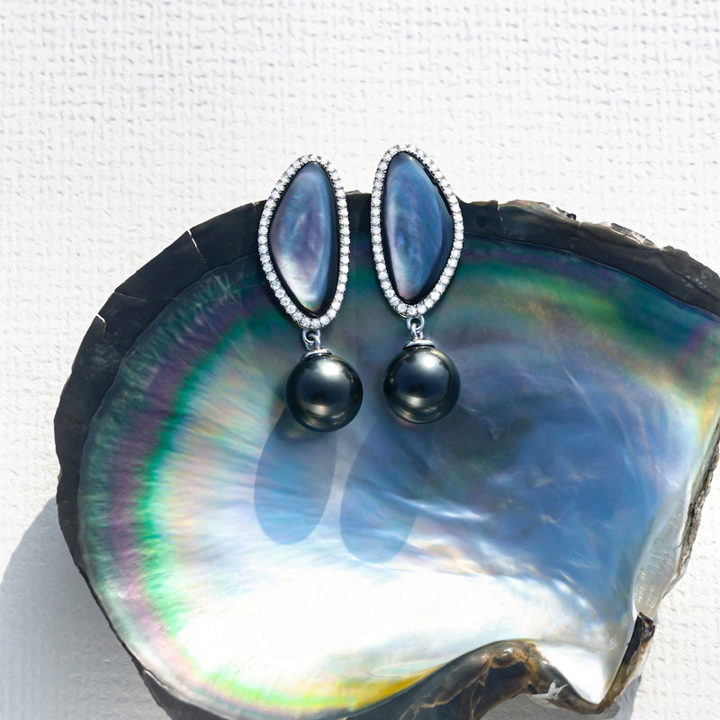 Boucles D'oreilles Perles Noires de Tahiti
