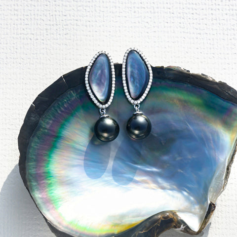 Boucles D'oreilles Perles Noires de Tahiti