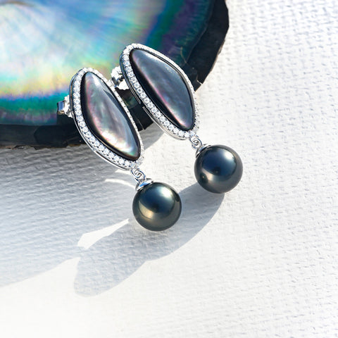 Boucles D'oreilles Perles Noires de Tahiti