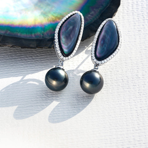Boucles D'oreilles Perles Noires de Tahiti