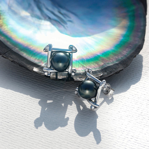 Boucle D'oreille Perle Noire Femme
