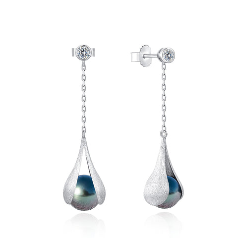 Boucle D'oreille Perle de Tahiti Pendante