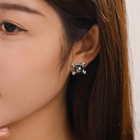Boucle D'oreille Perle Noire Femme