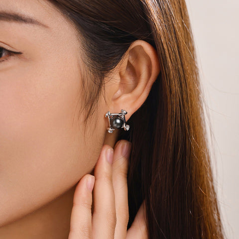 Boucle D'oreille Perle Noire Femme