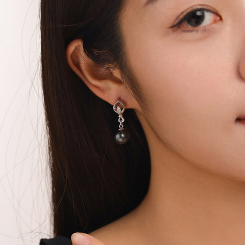 Boucle Oreille Perle Noire Tahiti