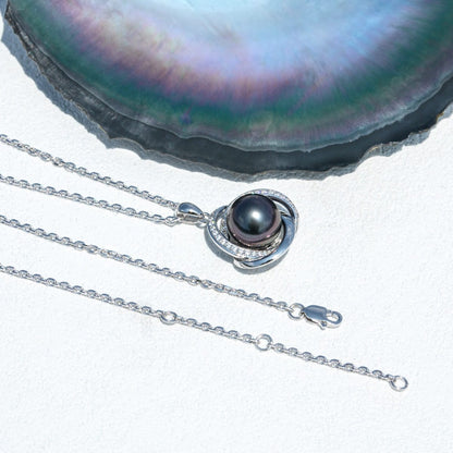 Pendentif Perle de Tahiti Kahu Argent & Moissanites