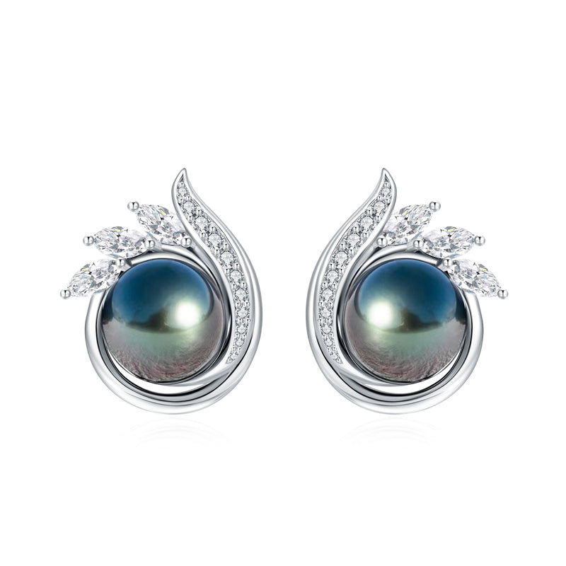 Boucle D'oreille Perle de Tahiti Noire