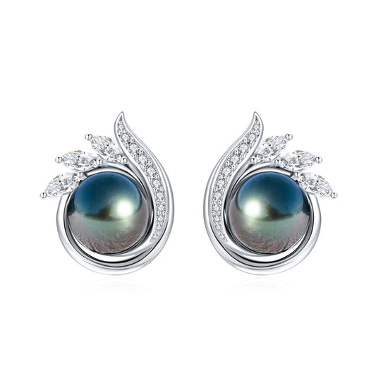 Boucle D'oreille Perle de Tahiti Noire