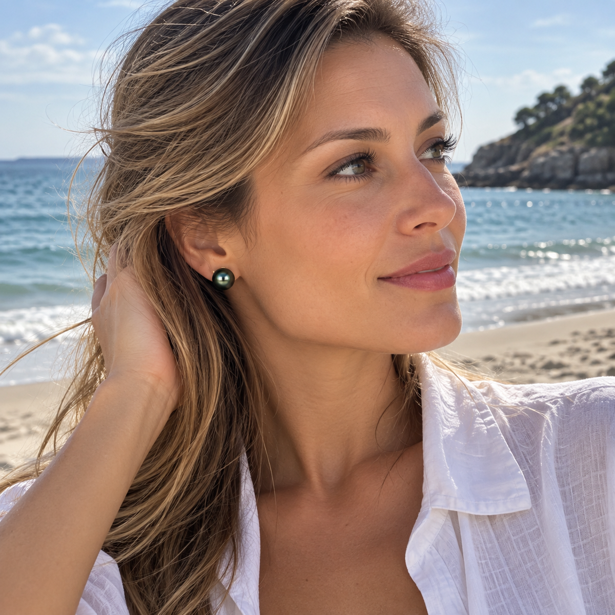 Boucle d'oreille Perle de Tahiti Alice