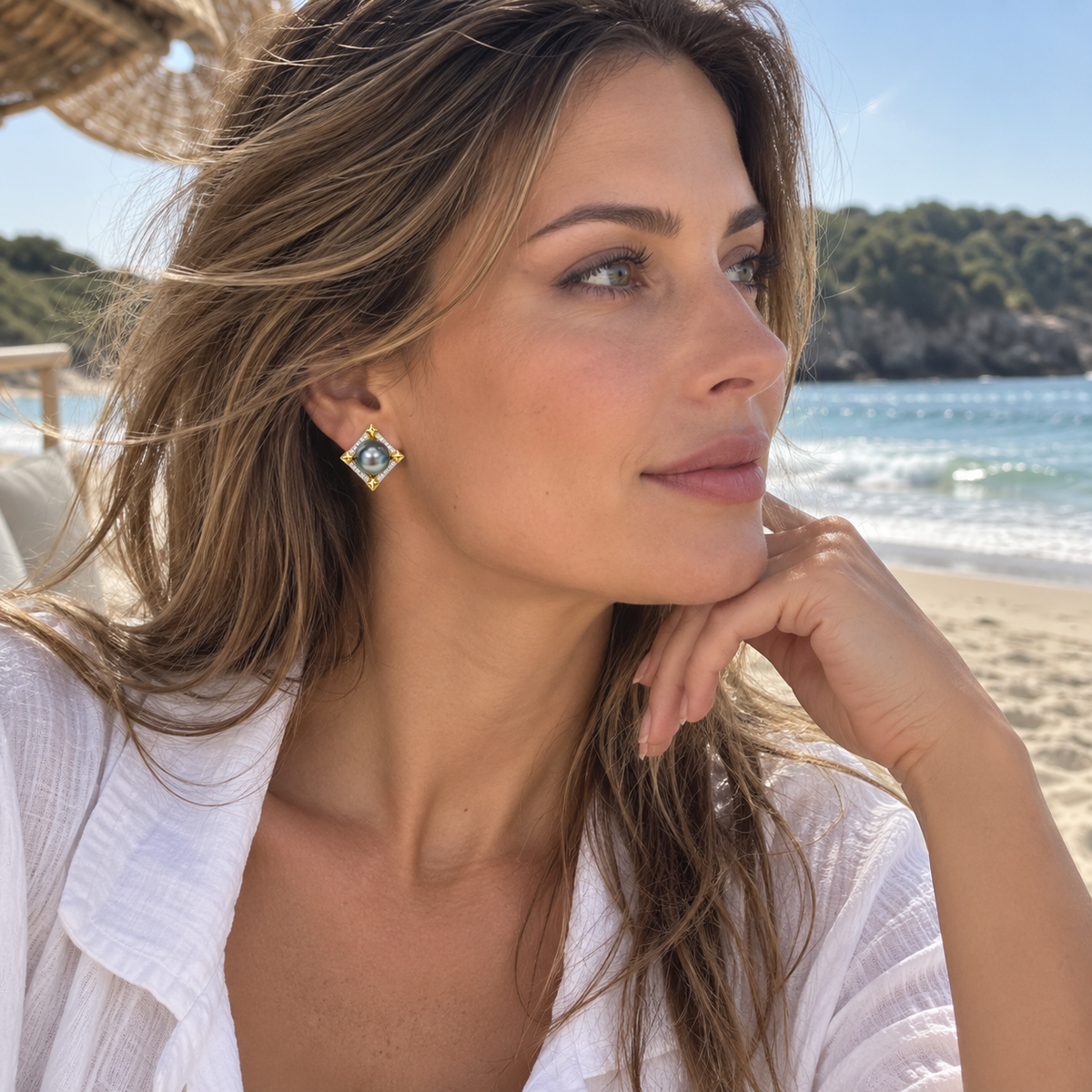 Boucle D'oreille Perle de Tahiti Léna