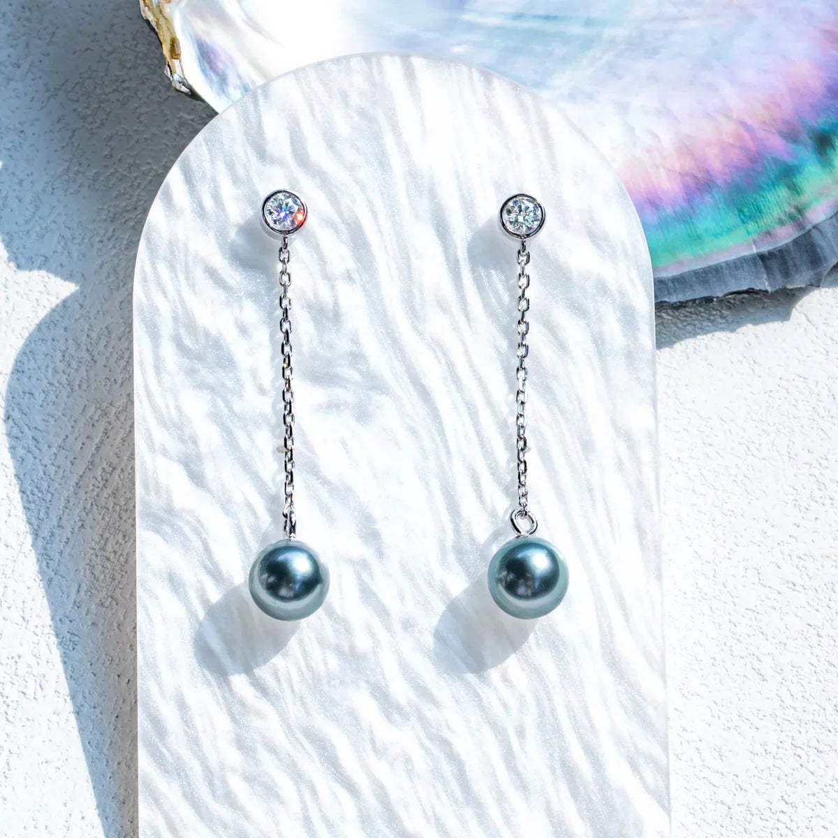Boucle D'oreille Perle de Tahiti Diamant