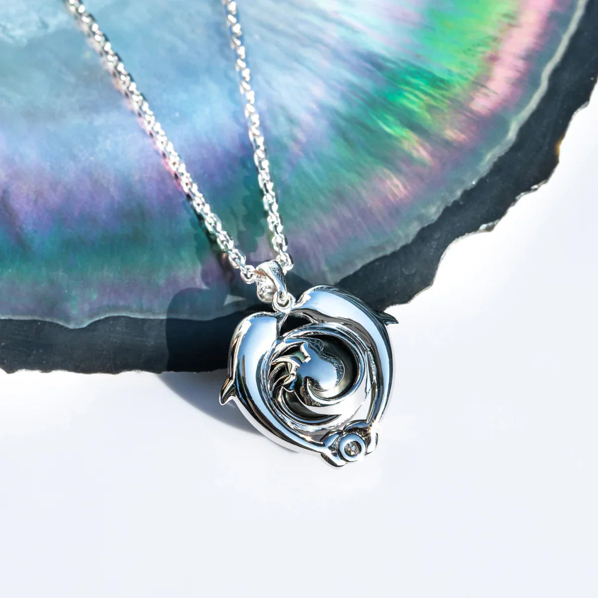 Pendentif Perle de Tahiti Dauphins