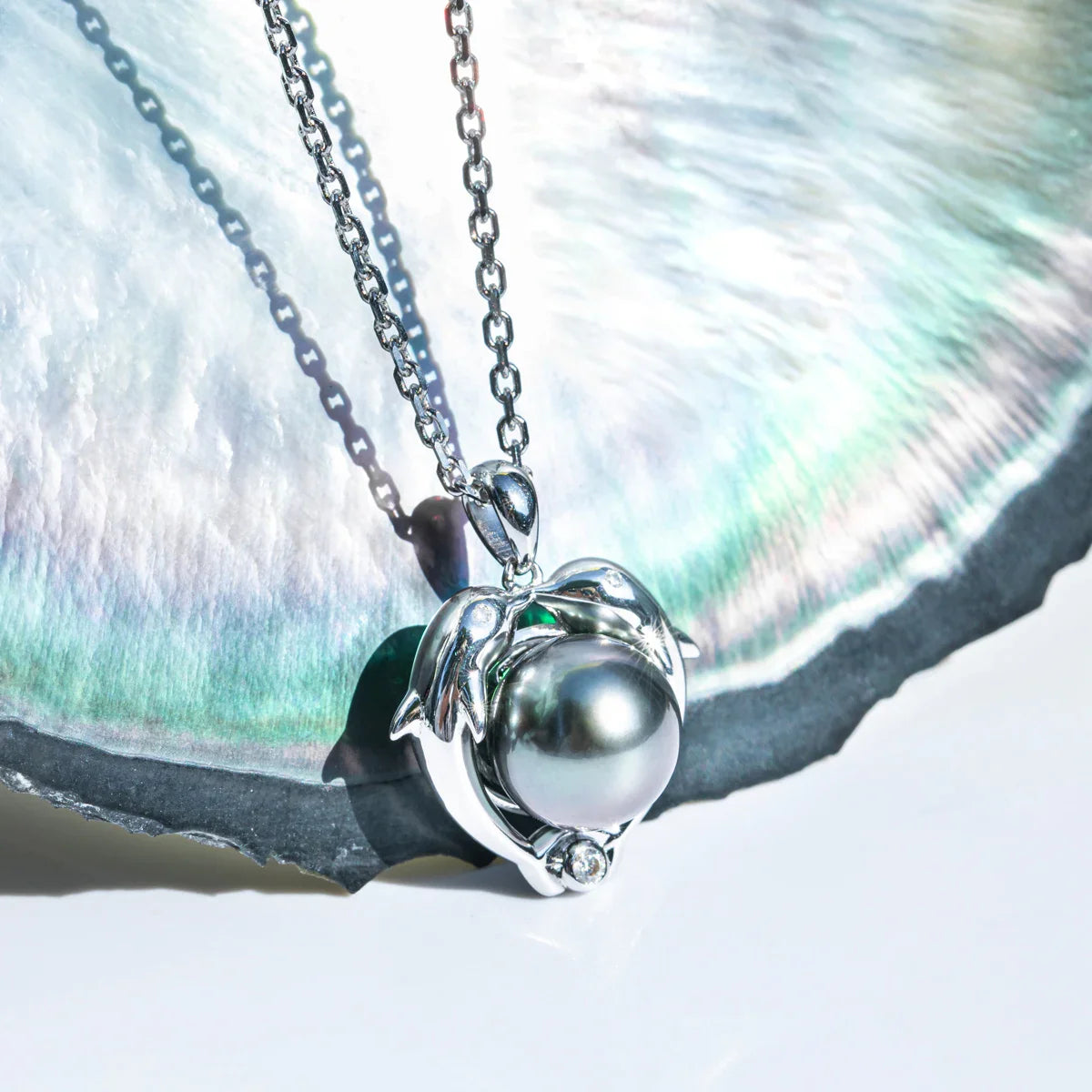Pendentif Perle de Tahiti Dauphins