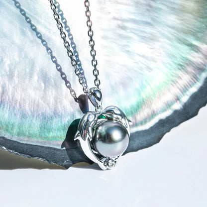 Pendentif Perle de Tahiti Dauphins